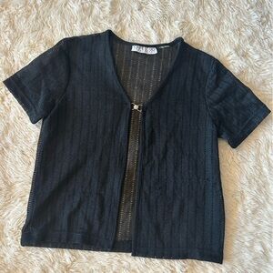 Vintage Black Short Sleeve Cardigan